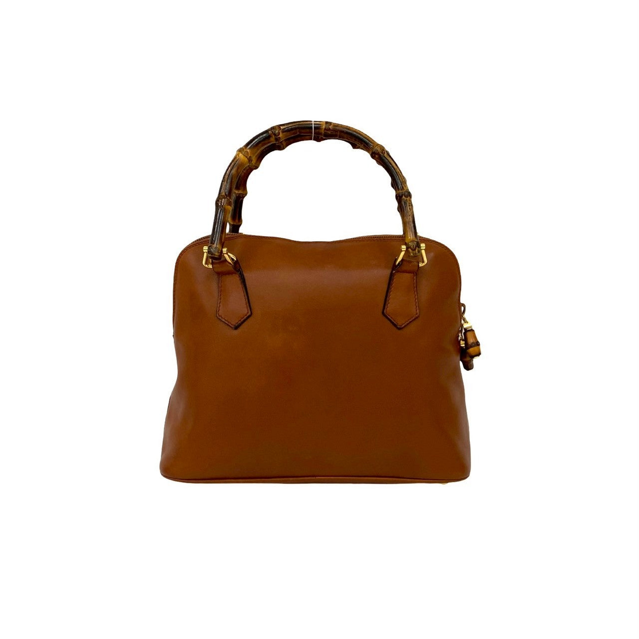 GUCCI Shoulder Bag leather Brown Bamboo