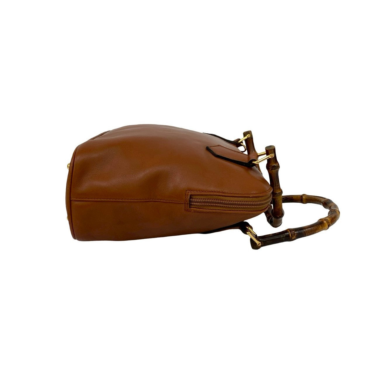 GUCCI Shoulder Bag leather Brown Bamboo