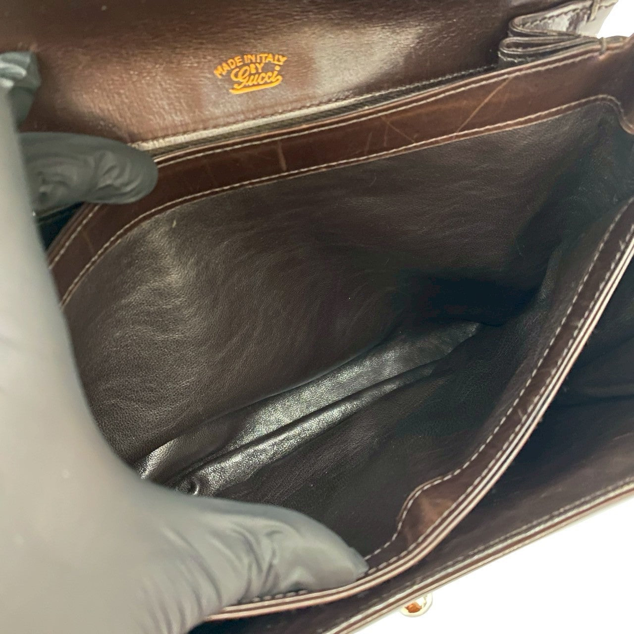 GUCCI Shoulder Bag leather Brown