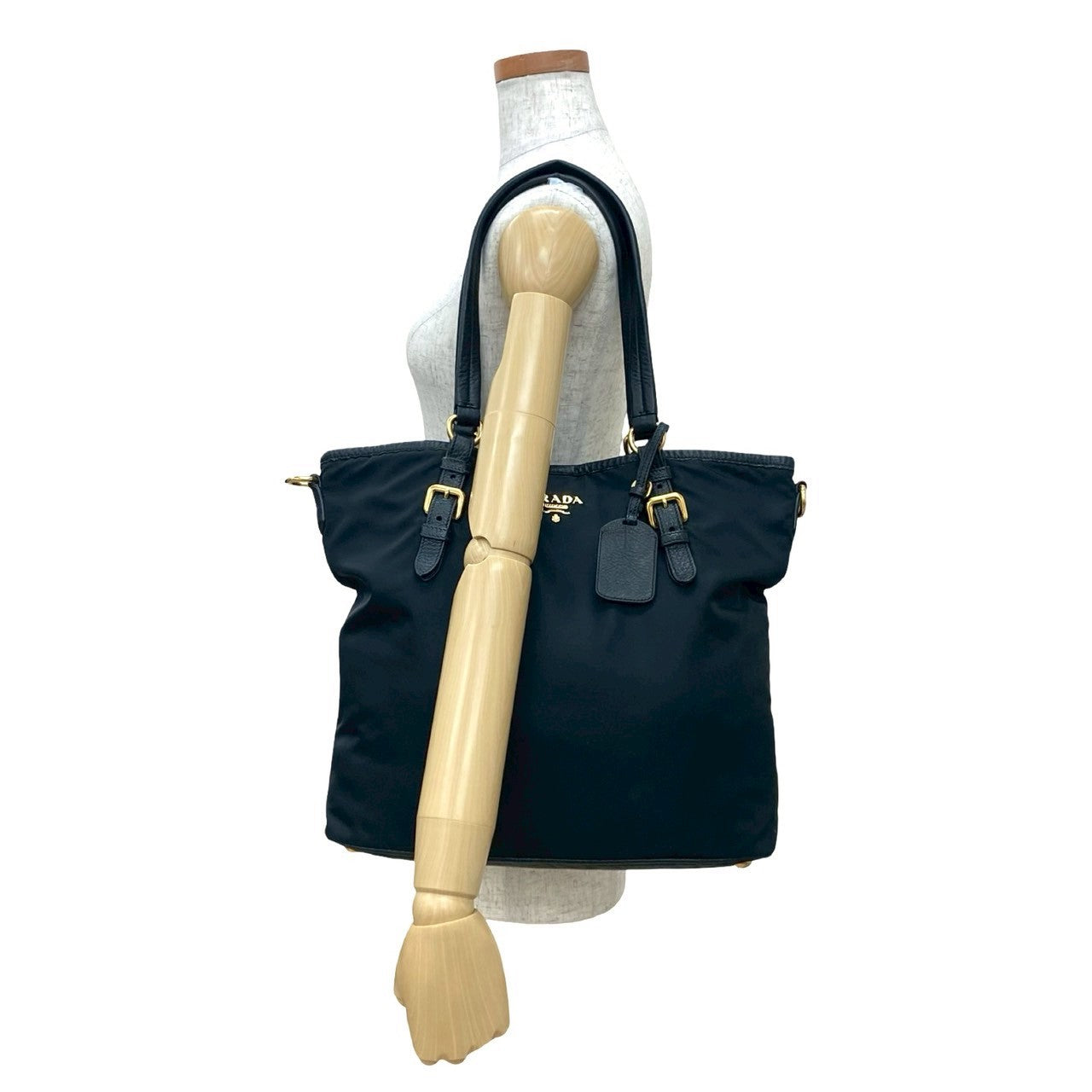 PRADA Tote Bag leather black