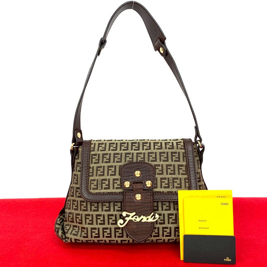 FENDI Shoulder Bag leather Brown