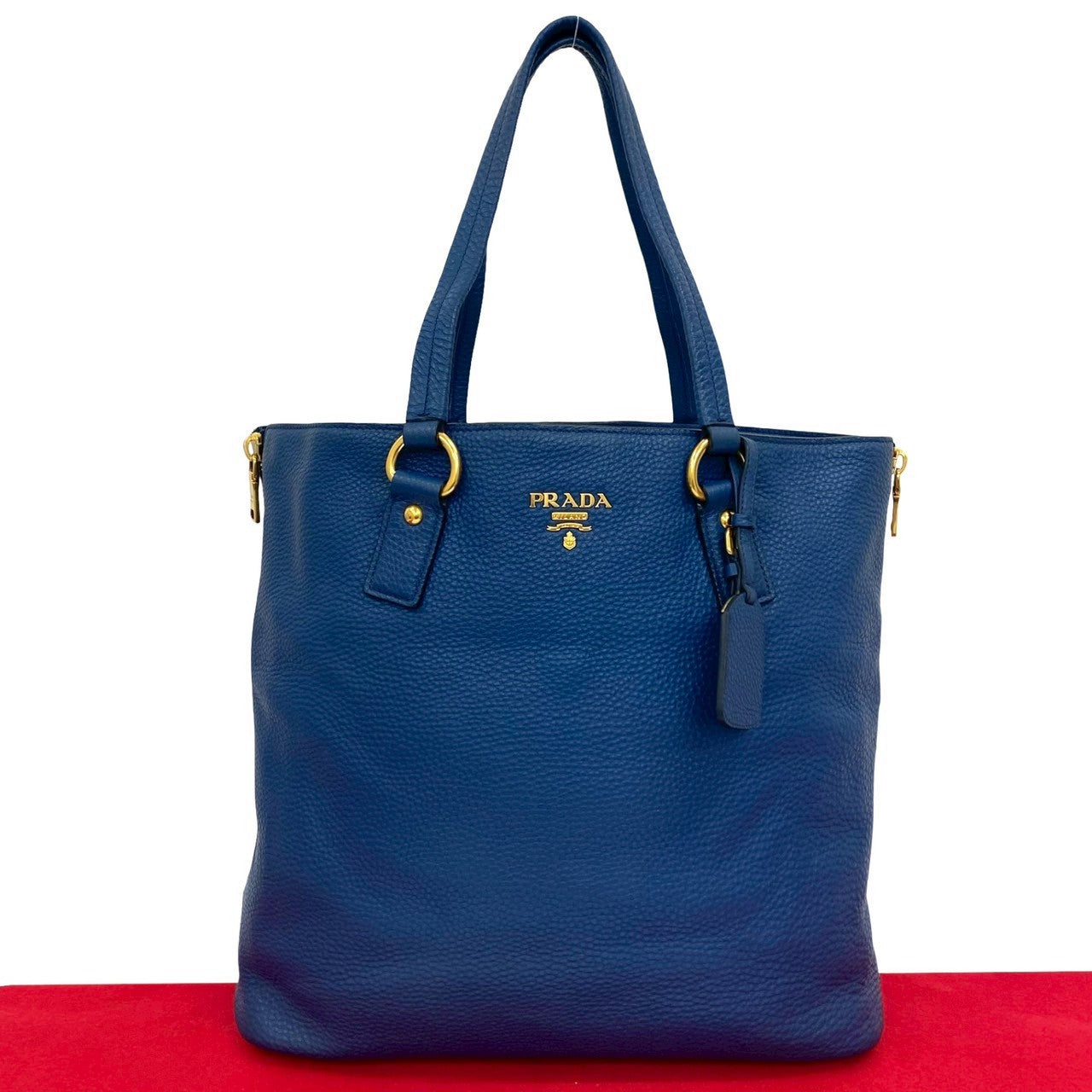 PRADA Tote Bag leather blue