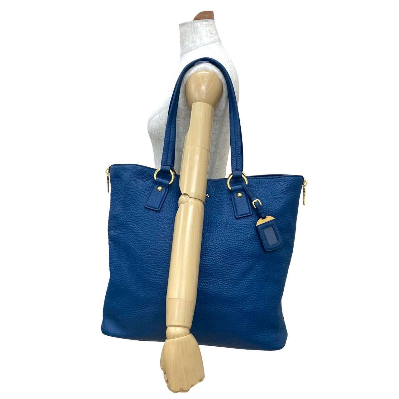 PRADA Tote Bag leather blue