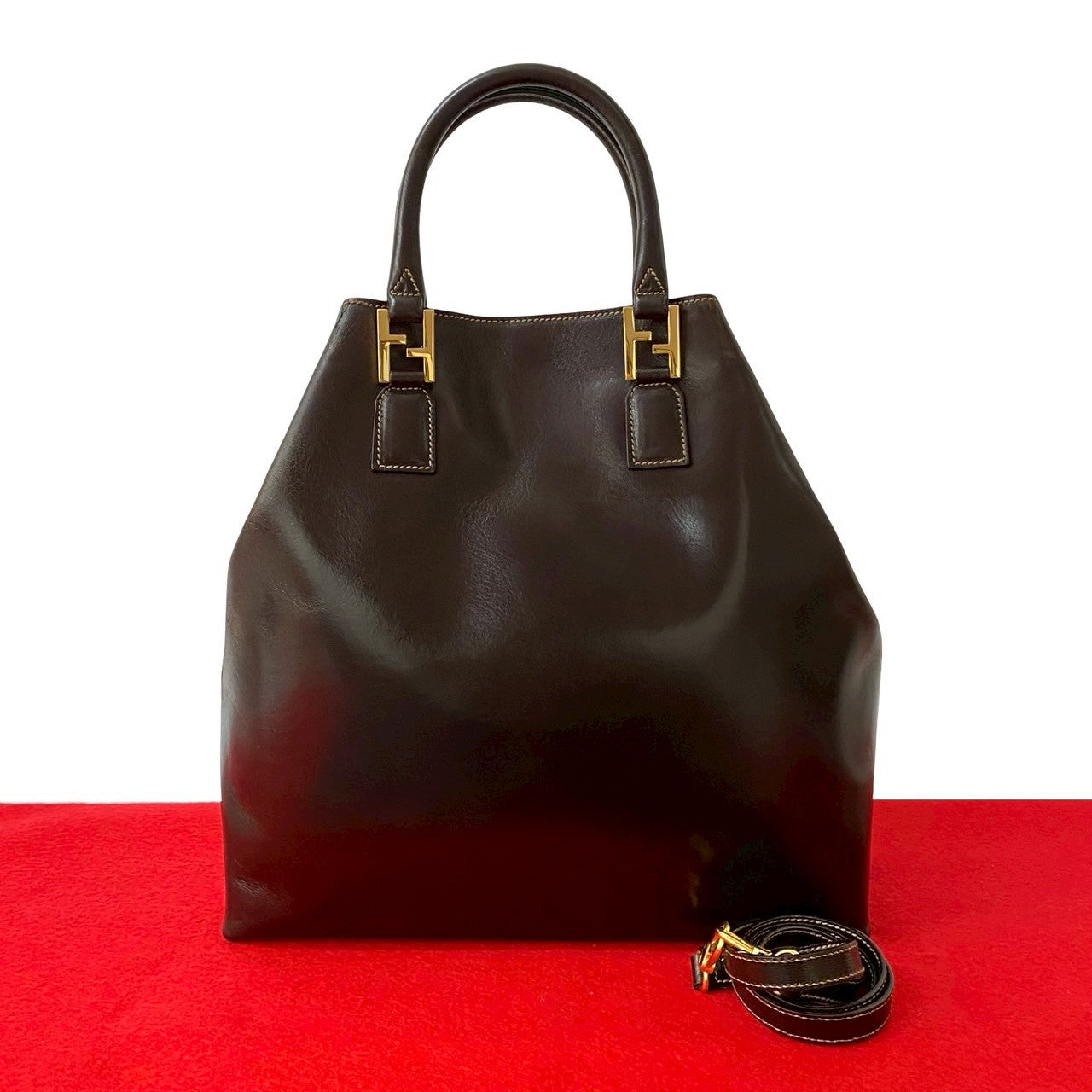 FENDI Shoulder Bag leather Brown