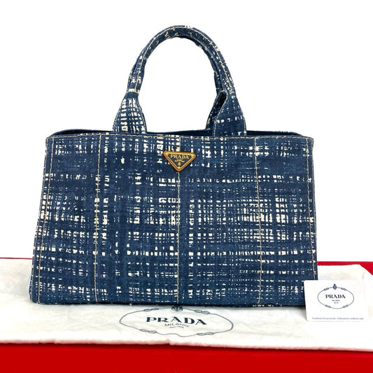 PRADA Handbag canvas blue Canapa