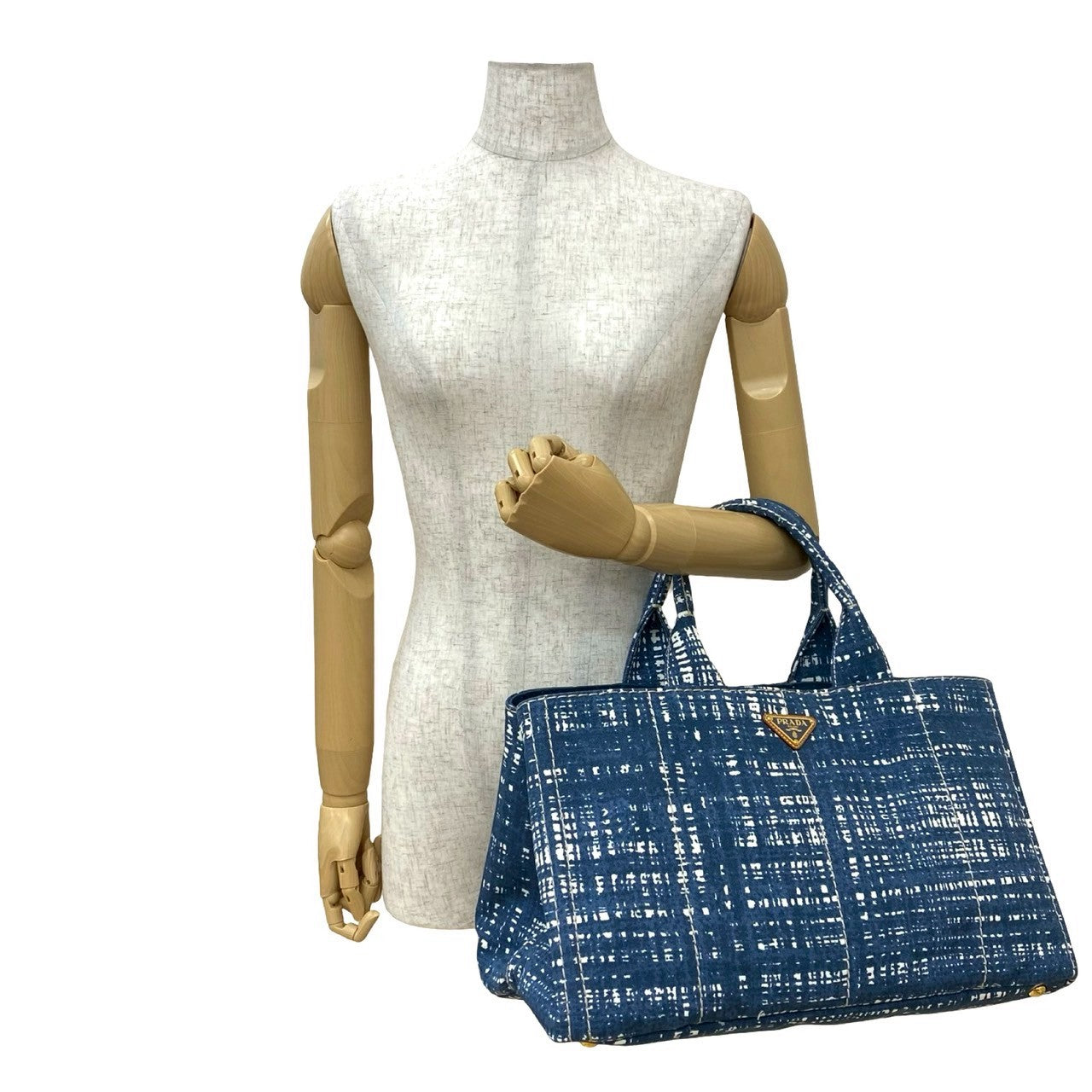 PRADA Handbag canvas blue Canapa