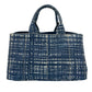 PRADA Handbag canvas blue Canapa