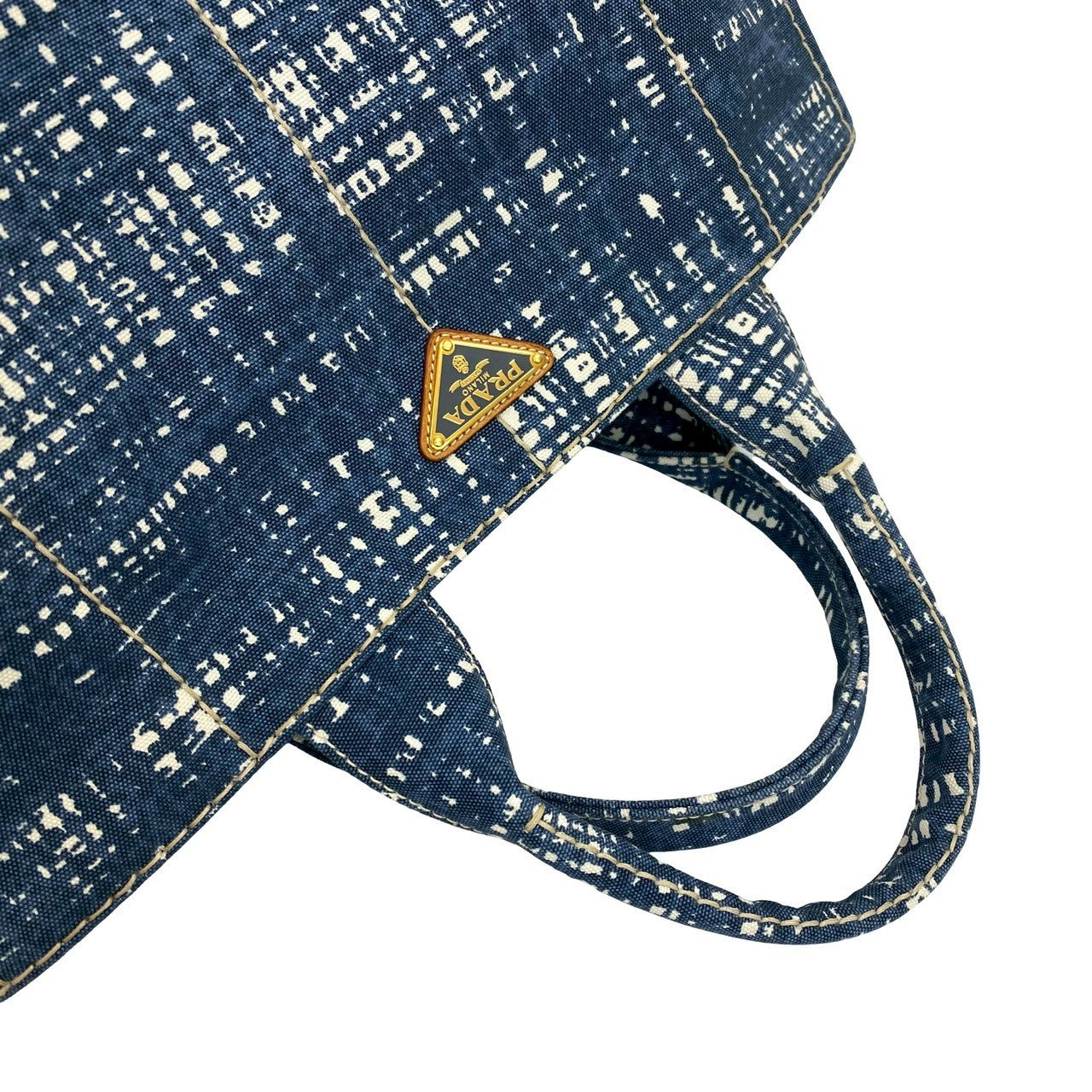 PRADA Handbag canvas blue Canapa