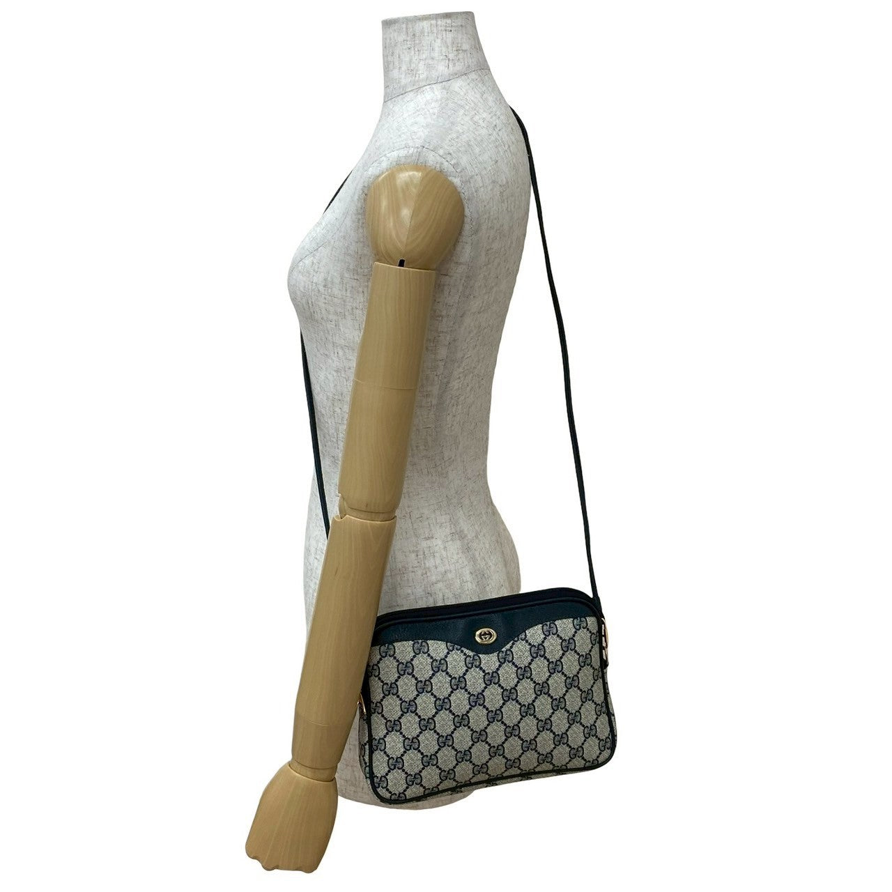 GUCCI Shoulder Bag leather Navy