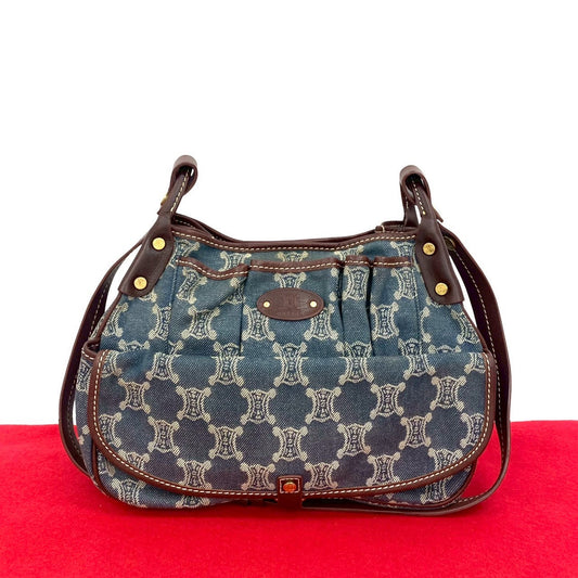 CELINE Shoulder Bag denim blue Paris Macadam