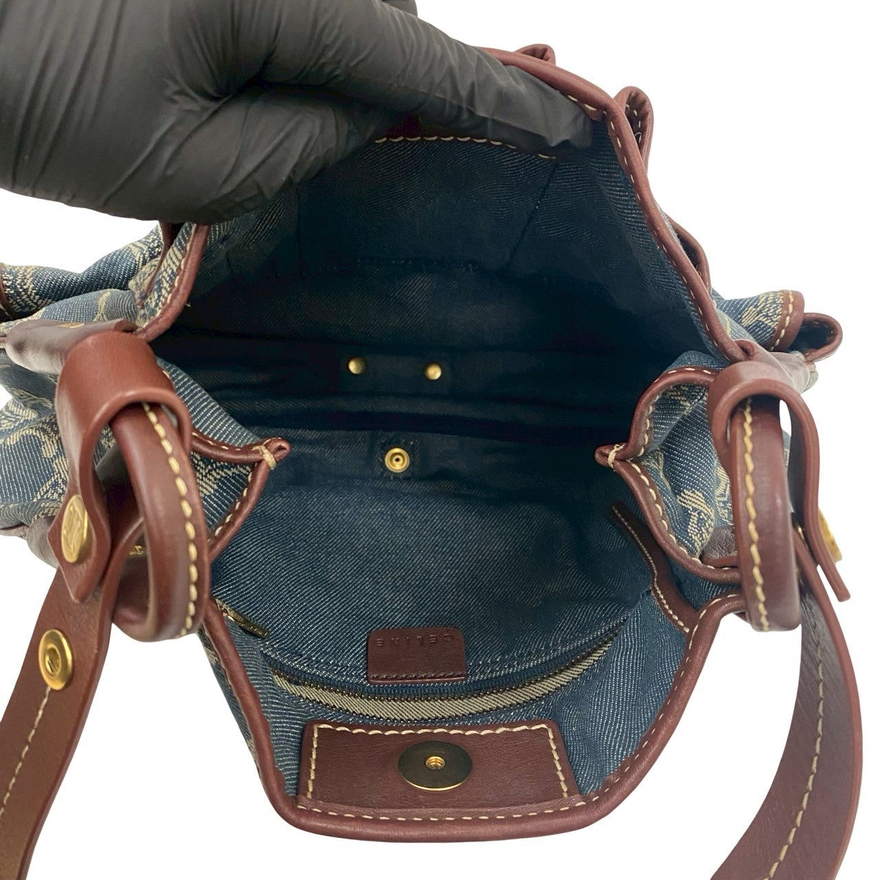 CELINE Shoulder Bag denim blue Paris Macadam