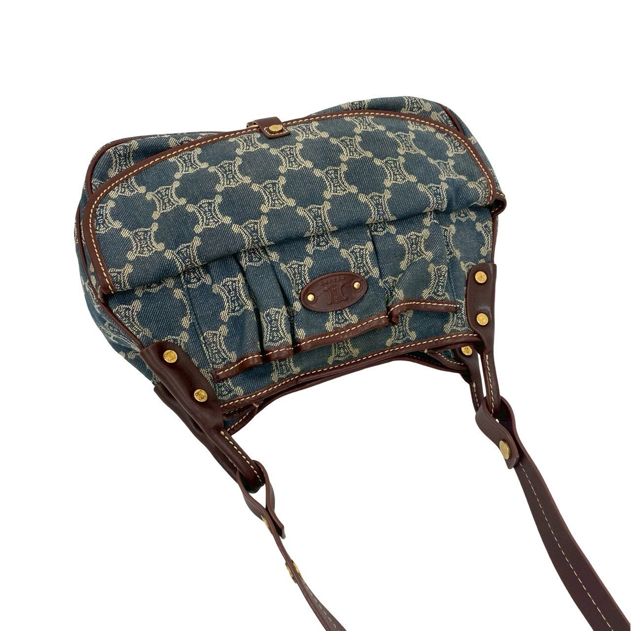CELINE Shoulder Bag denim blue Paris Macadam