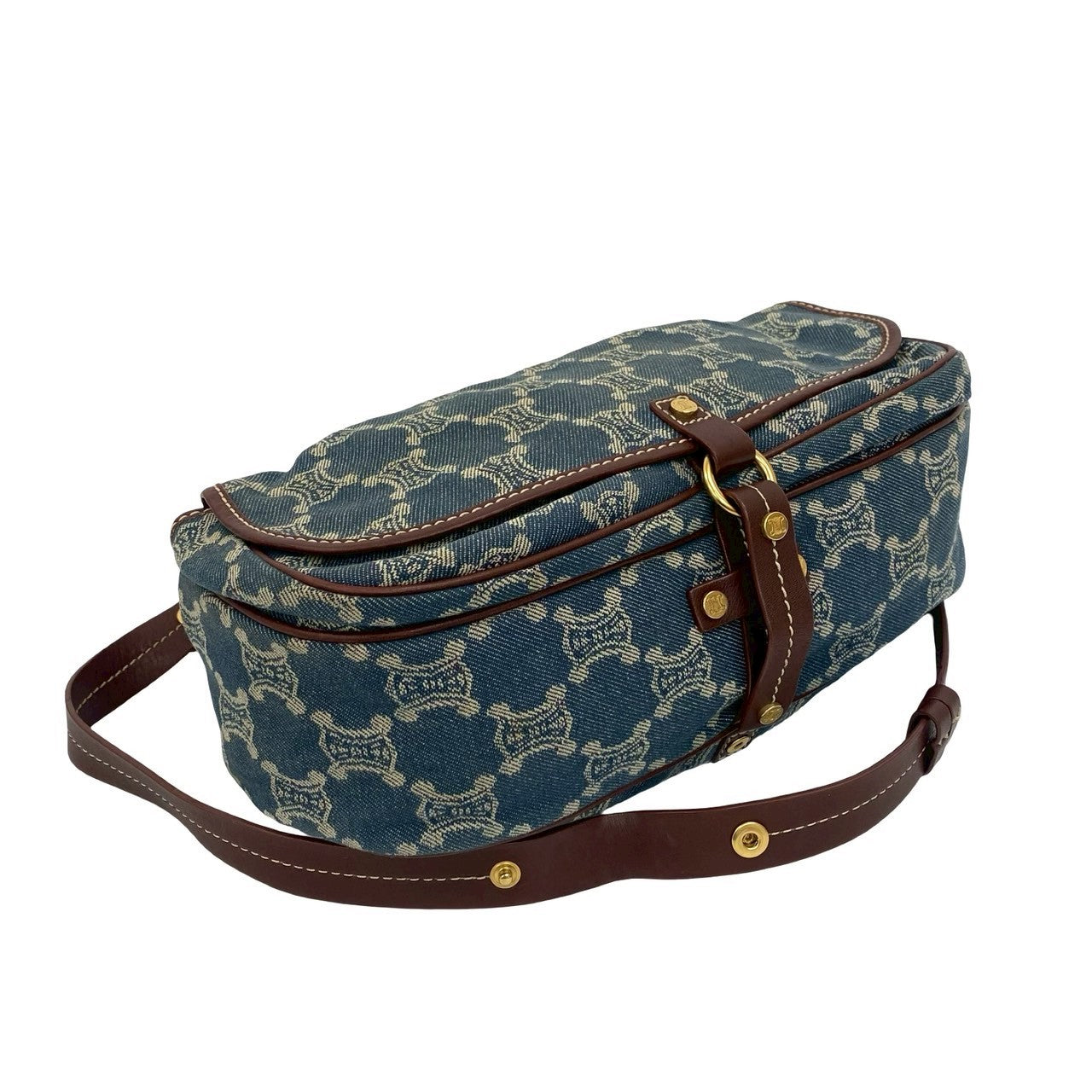CELINE Shoulder Bag denim blue Paris Macadam