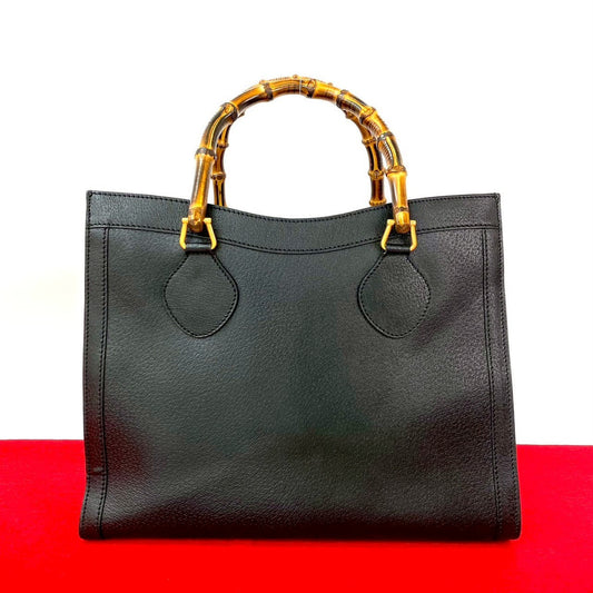 GUCCI Tote Bag leather black Bamboo