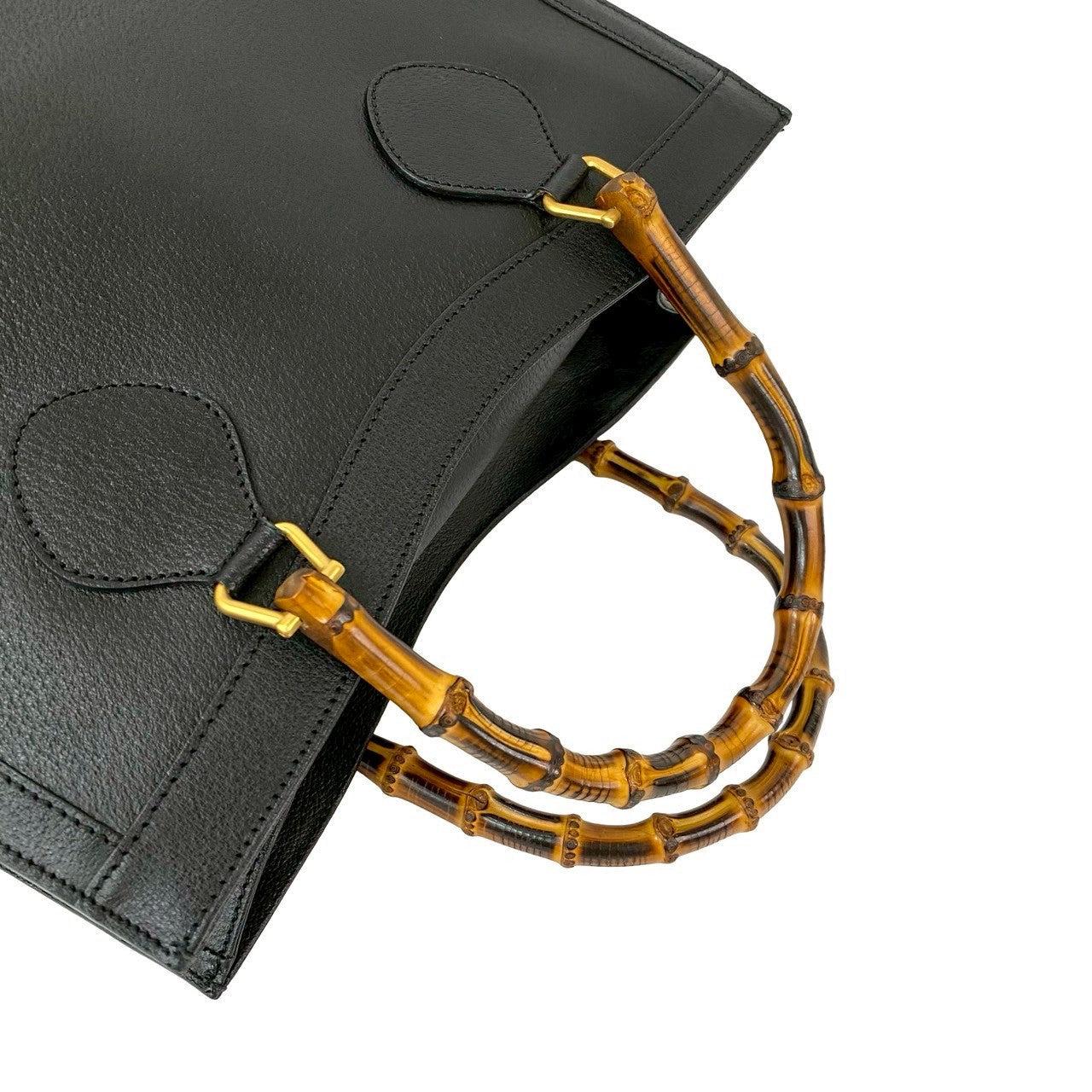 GUCCI Tote Bag leather black Bamboo