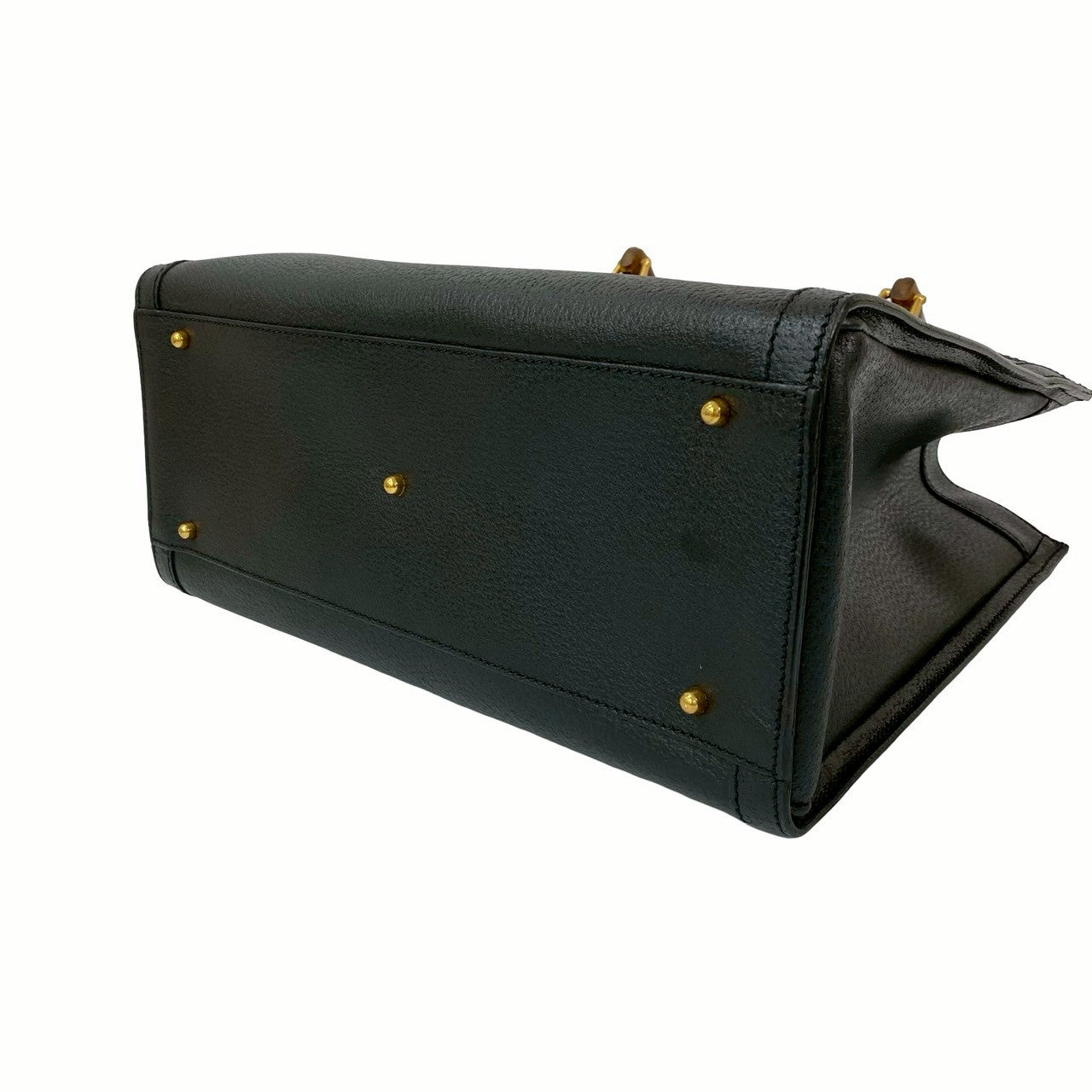 GUCCI Tote Bag leather black Bamboo
