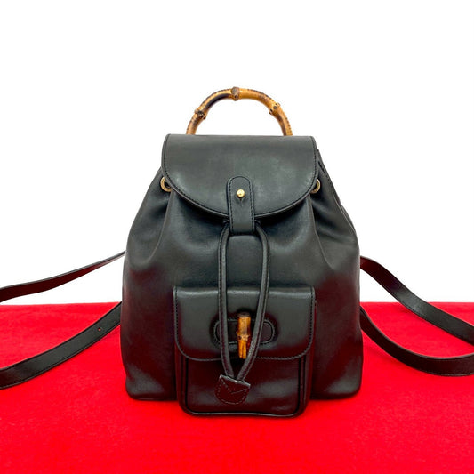 GUCCI Backpack leather black Bamboo