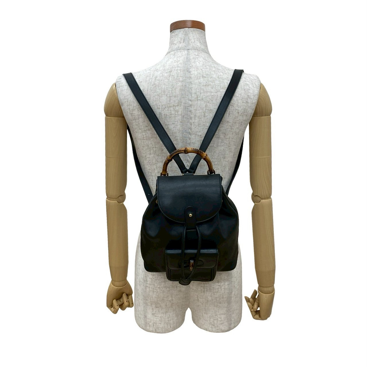GUCCI Backpack leather black Bamboo