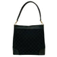 GUCCI Shoulder Bag leather black GG canvas