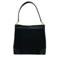 GUCCI Shoulder Bag leather black GG canvas