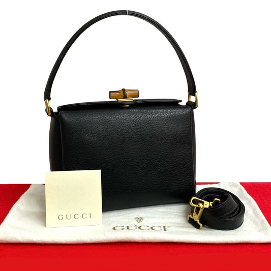 GUCCI Shoulder Bag Bamboo black