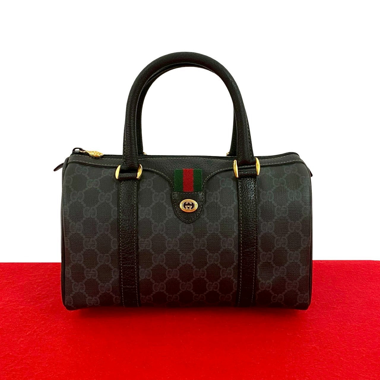 GUCCI Handbag leather black Sherry line