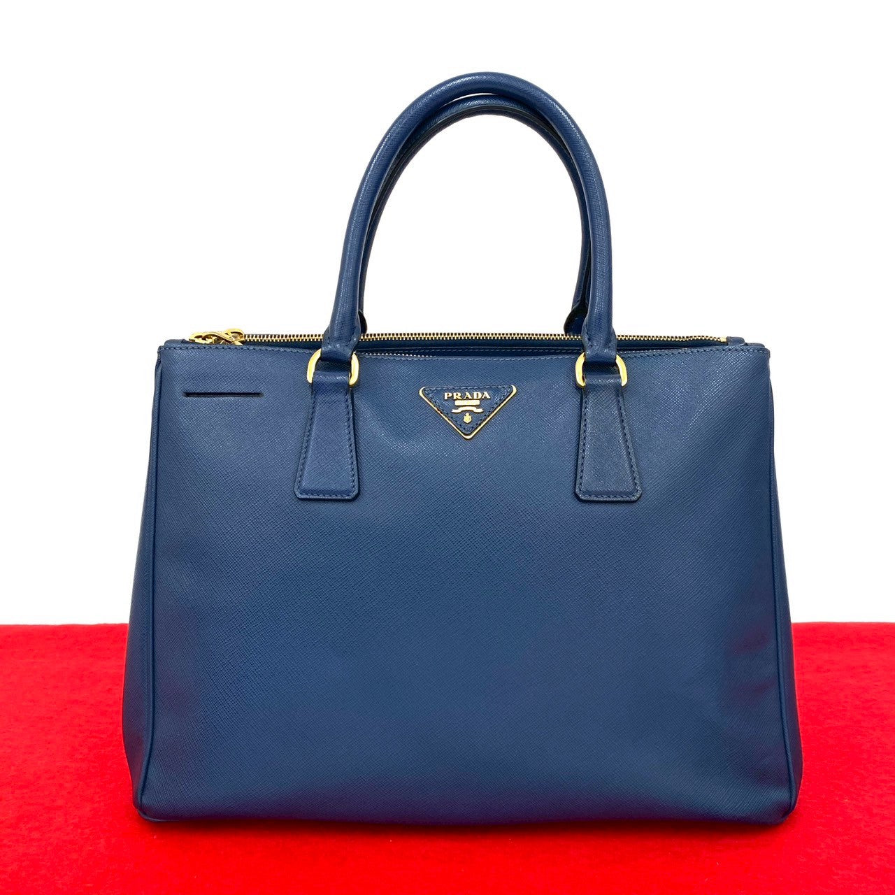 PRADA Handbag leather blue Galleria