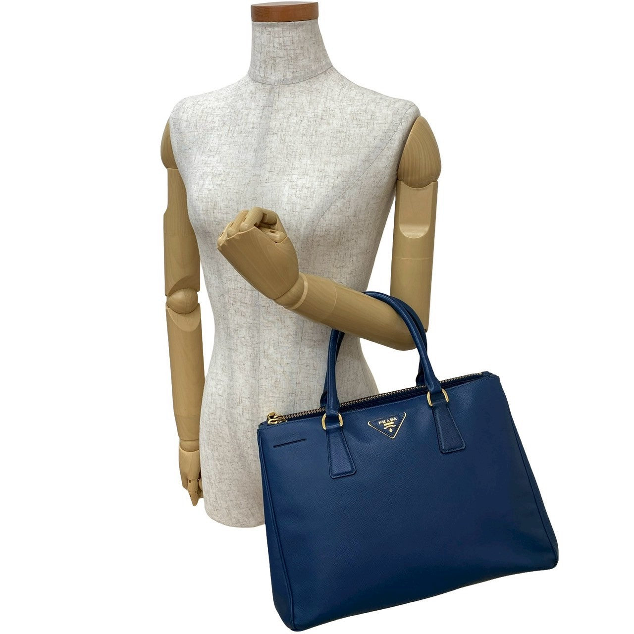 PRADA Handbag leather blue Galleria
