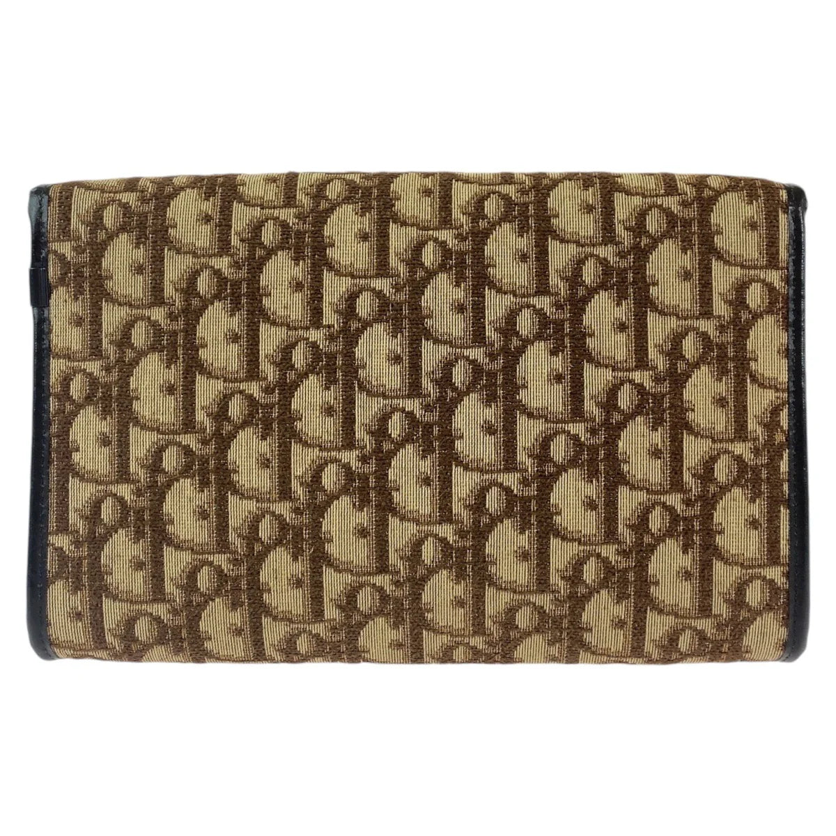 DIOR Canvas Shoulder Wallet on Chain Brown Beige Trotter Women Used Authentic