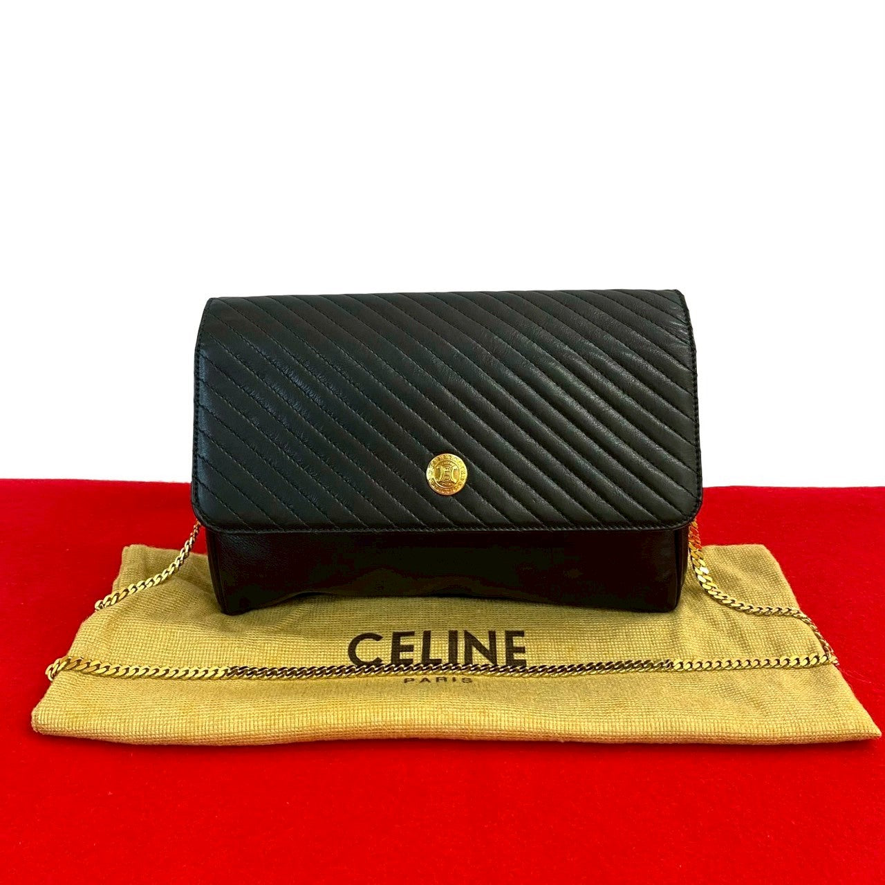 CELINE Shoulder Bag leather black