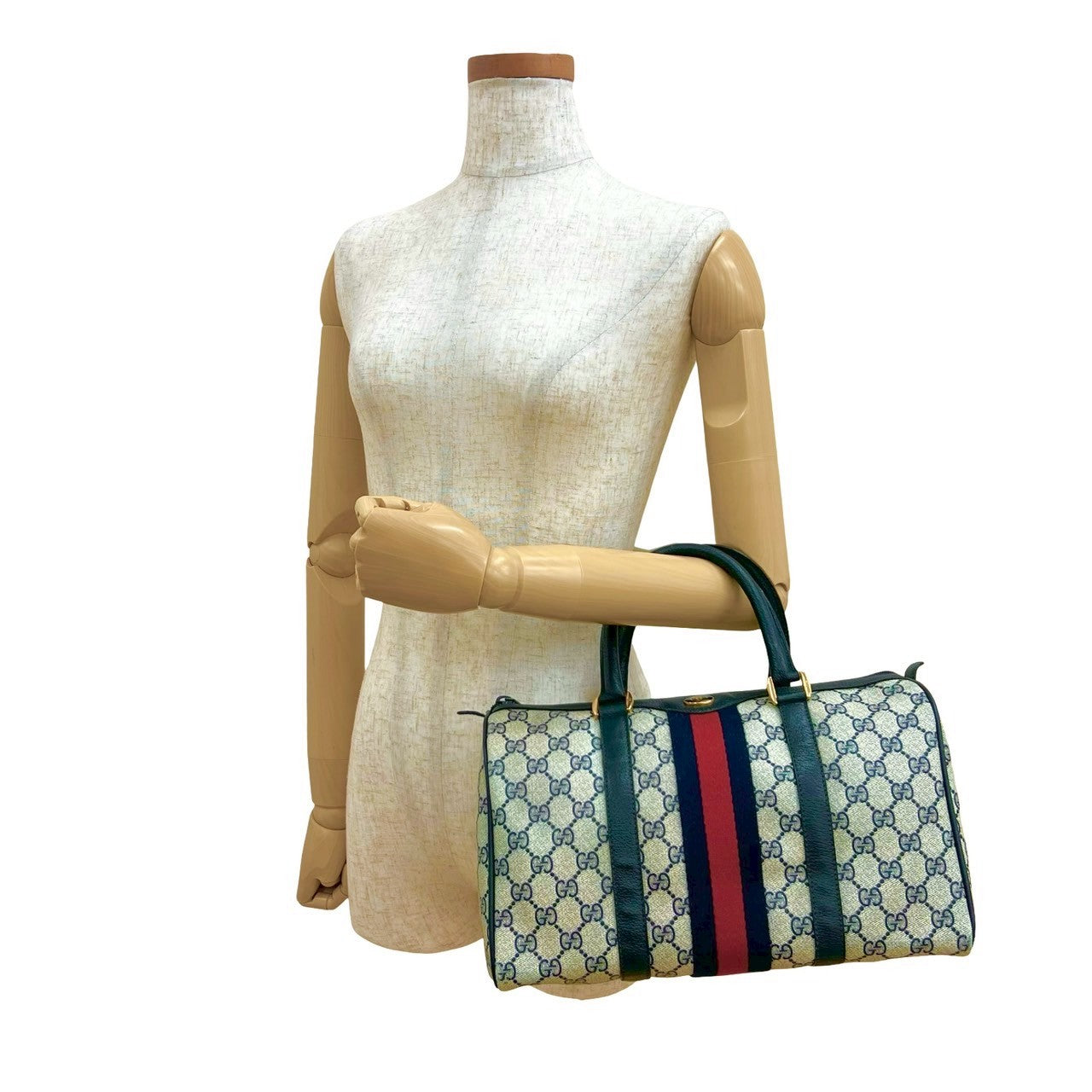GUCCI Handbag leather Navy Sherry line