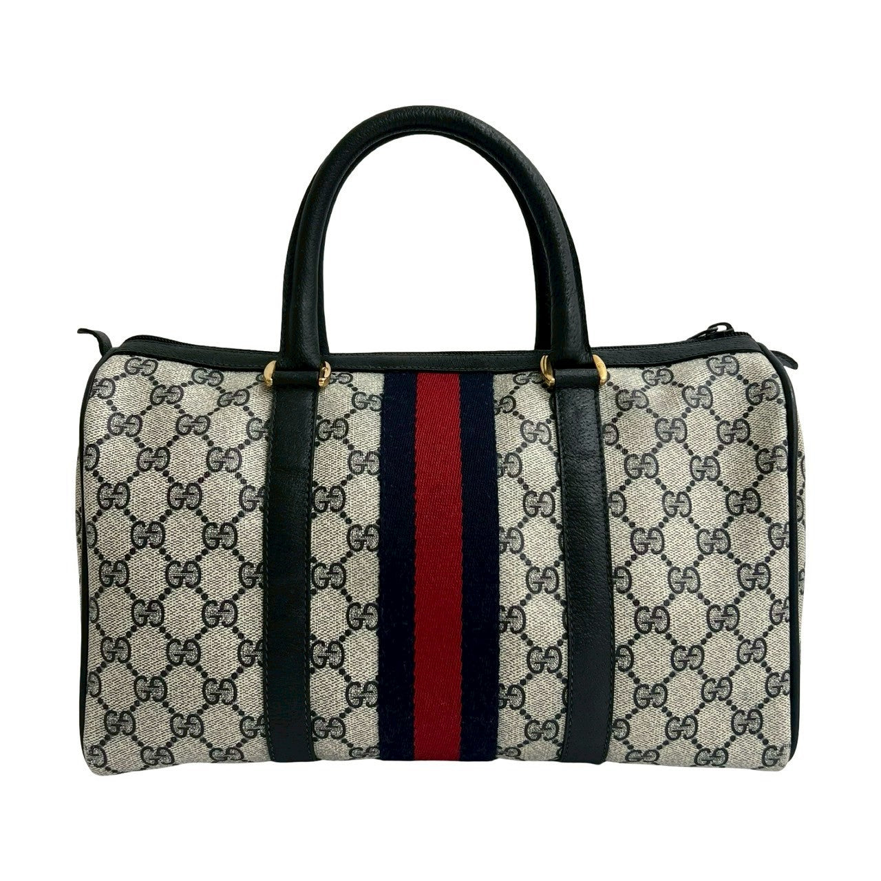 GUCCI Handbag leather Navy Sherry line
