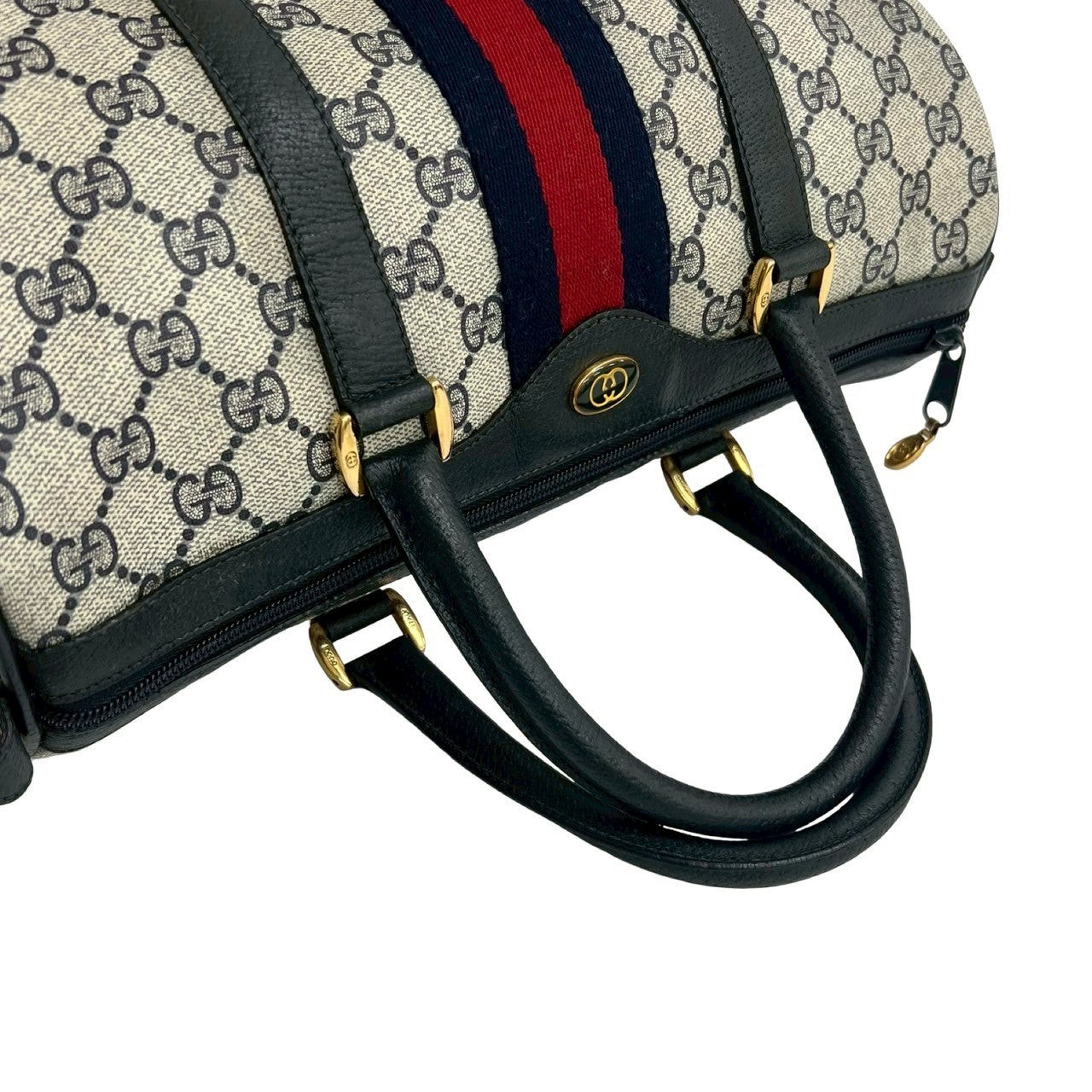 GUCCI Handbag leather Navy Sherry line