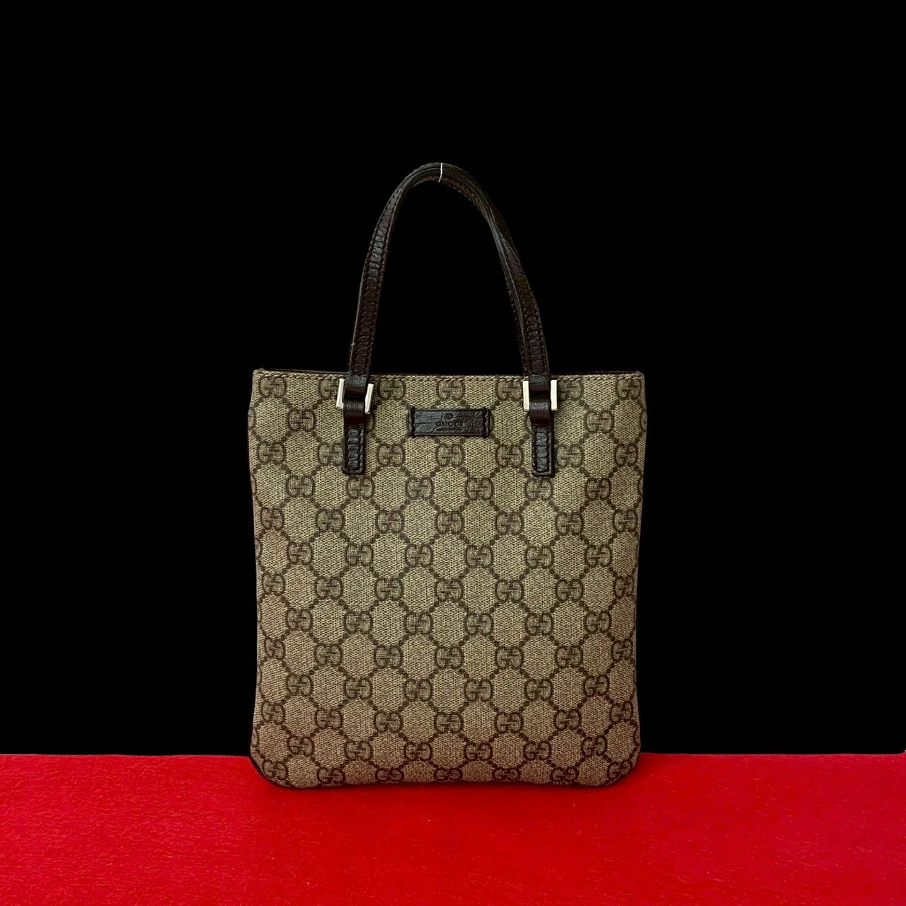 GUCCI Handbag leather Brown GG Supreme