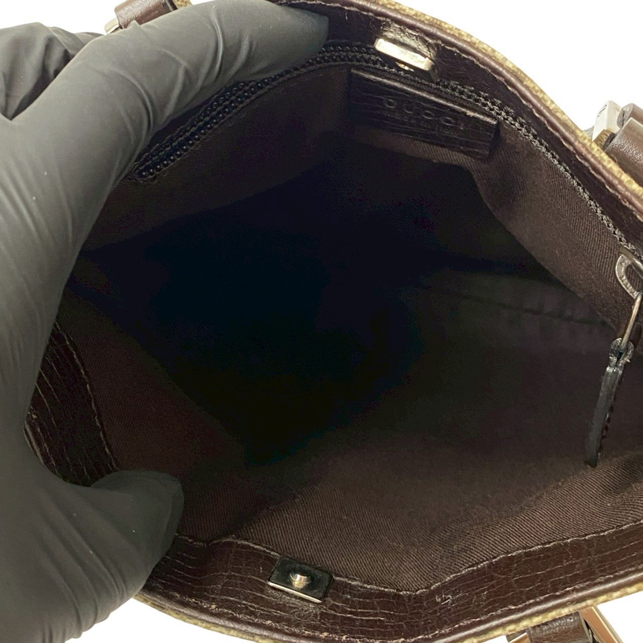 GUCCI Handbag leather Brown GG Supreme