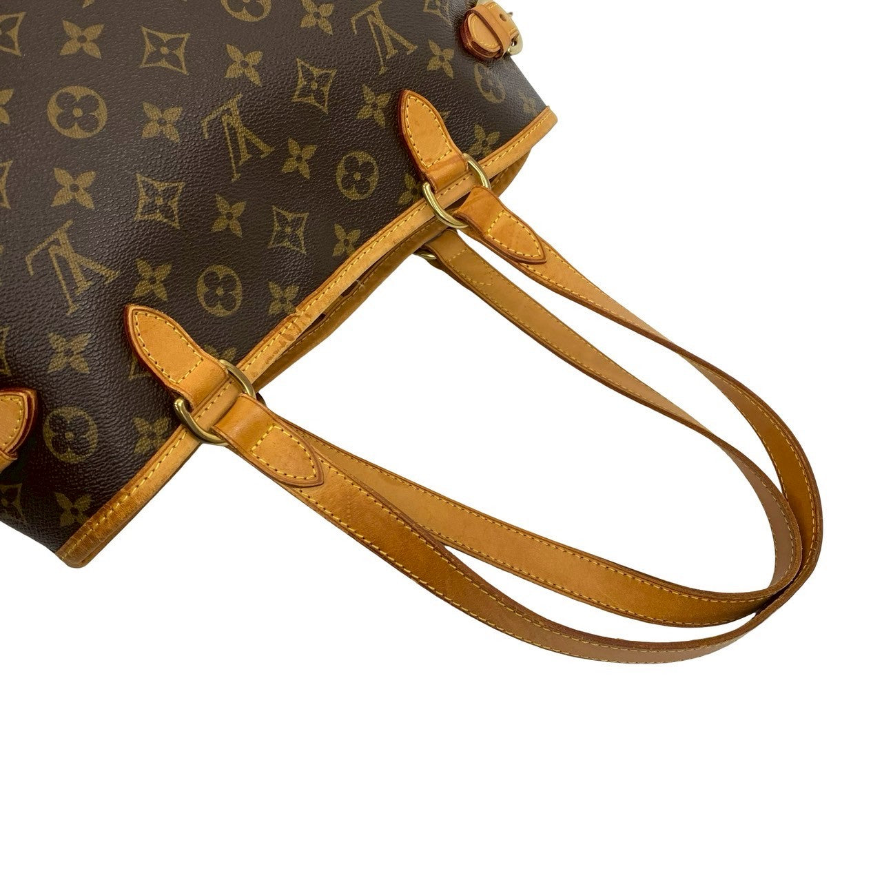 LOUIS VUITTON Tote Bag leather Brown Monogram Batignolles Horizontal