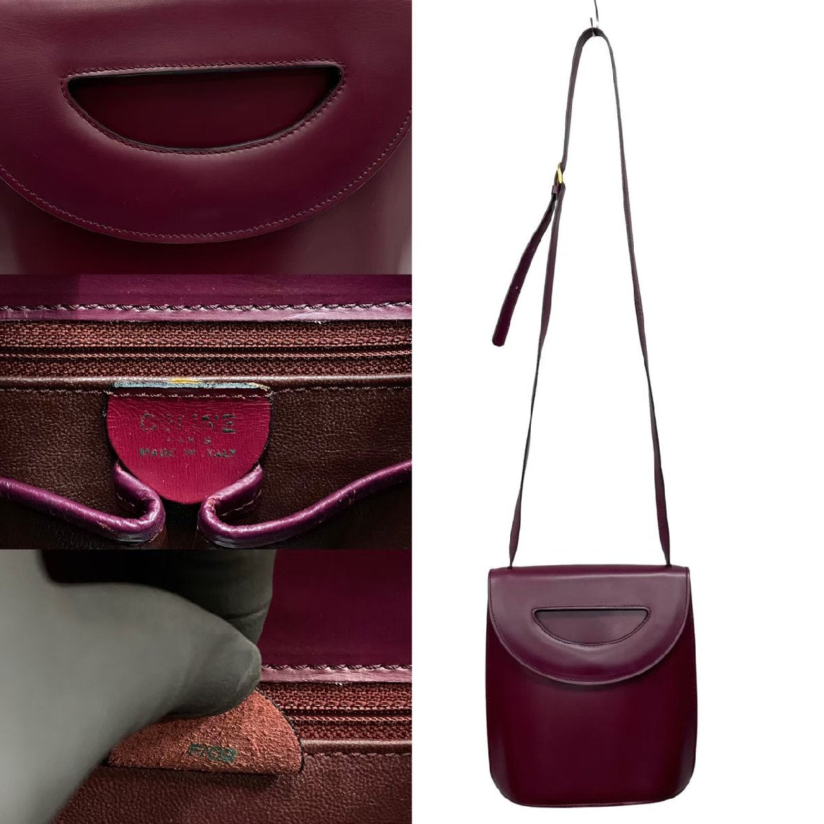 CELINE Shoulder Bag Box scarf wine-red Women Used Authentic