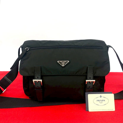 PRADA Shoulder Bag leather black