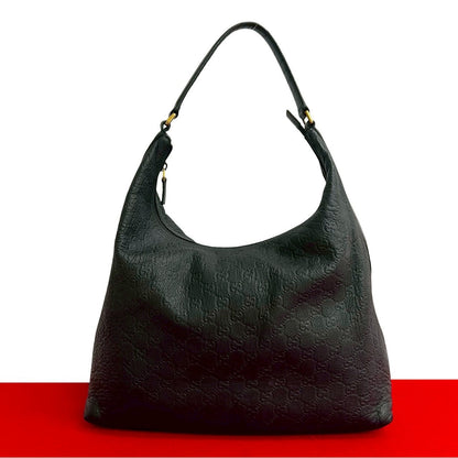 GUCCI Shoulder Bag leather black Sima