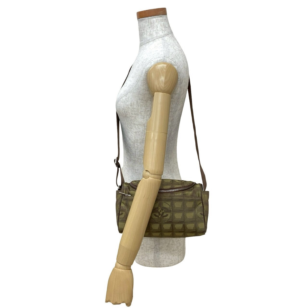 CHANEL Shoulder Bag Nylon canvas khaki New travel line