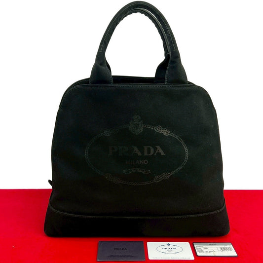 PRADA Handbag canvas black Canapa