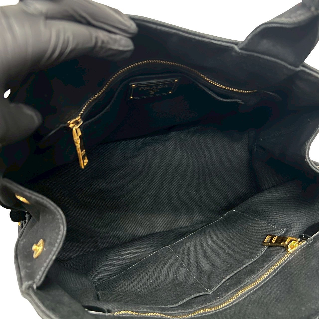 PRADA Handbag canvas black Canapa