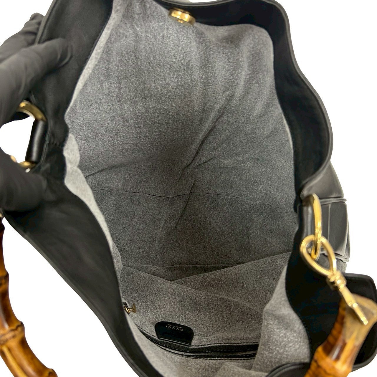 GUCCI Handbag leather black Bamboo