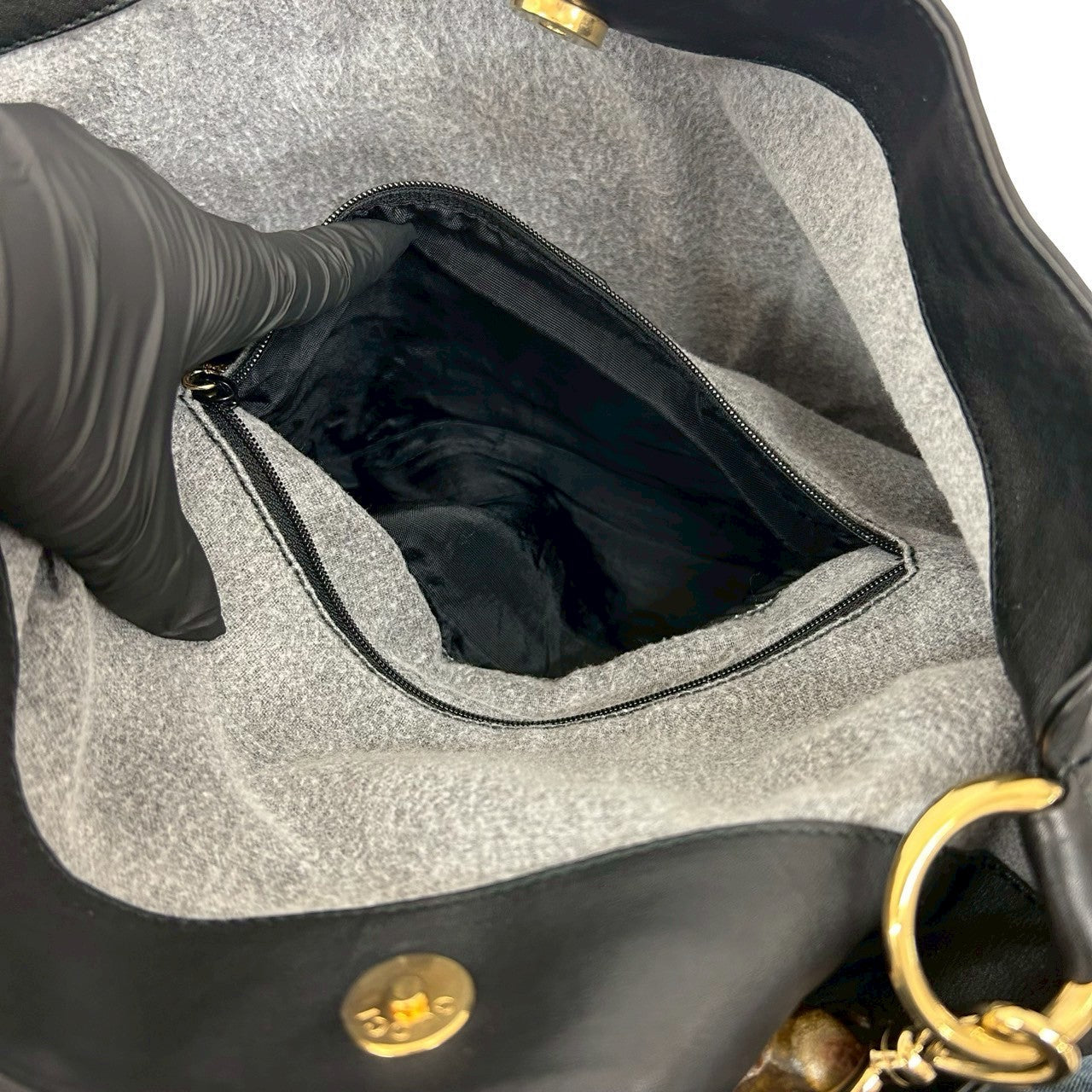 GUCCI Handbag leather black Bamboo