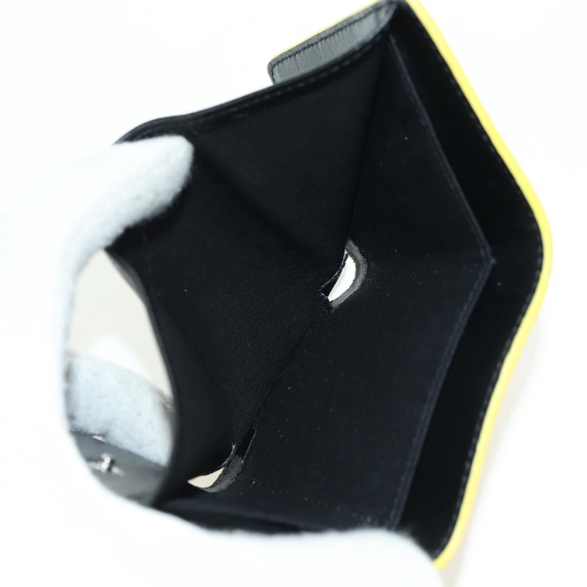 BALENCIAGA Mini Wallet Trifold Leather Yellow Silver