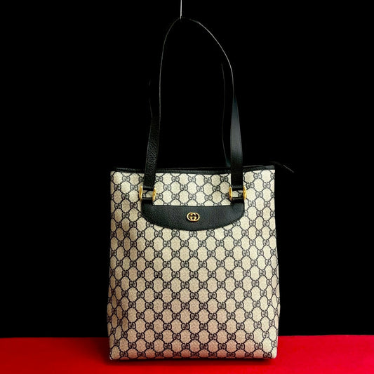 GUCCI Tote Bag leather Navy