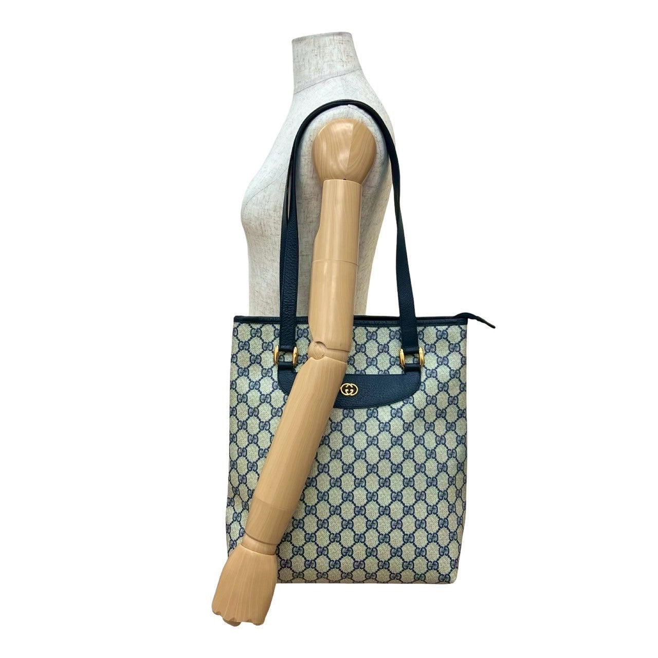 GUCCI Tote Bag leather Navy
