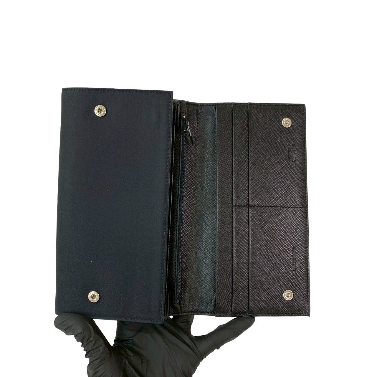 PRADA Long Wallet Purse Nylon black