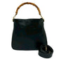 GUCCI Shoulder Bag leather black Bamboo