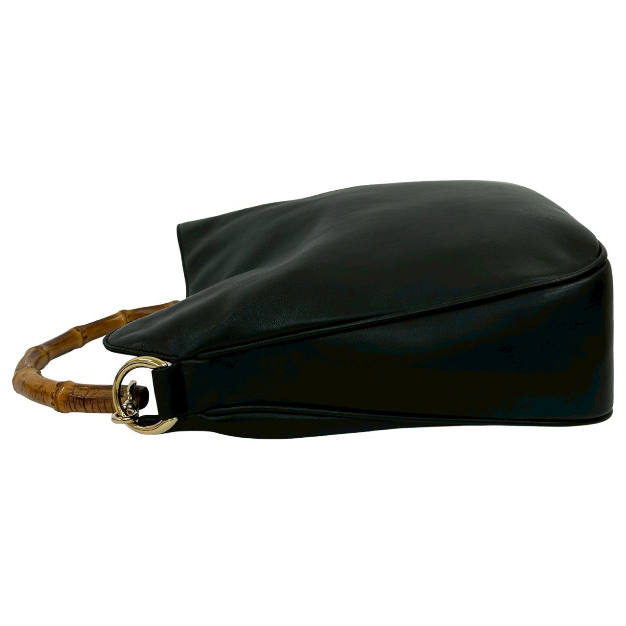 GUCCI Shoulder Bag leather black Bamboo